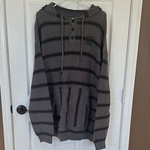 DIXXON Gray and Black Striped Hoodie Jacket